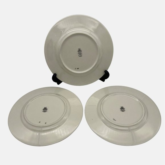 Castleton China Alberta 3 Salad Plates USA Leaves Design Gold Trim 8.25" - Picture 2 of 5